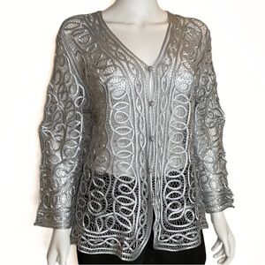 Open Work Morning Crochet Lace Cardigan Womens SZ M Romantic Midnight Whimsigoth